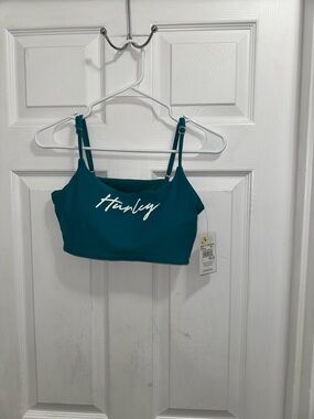 Hurley Teal Solid Logo Crop Tank with White Logo NWT